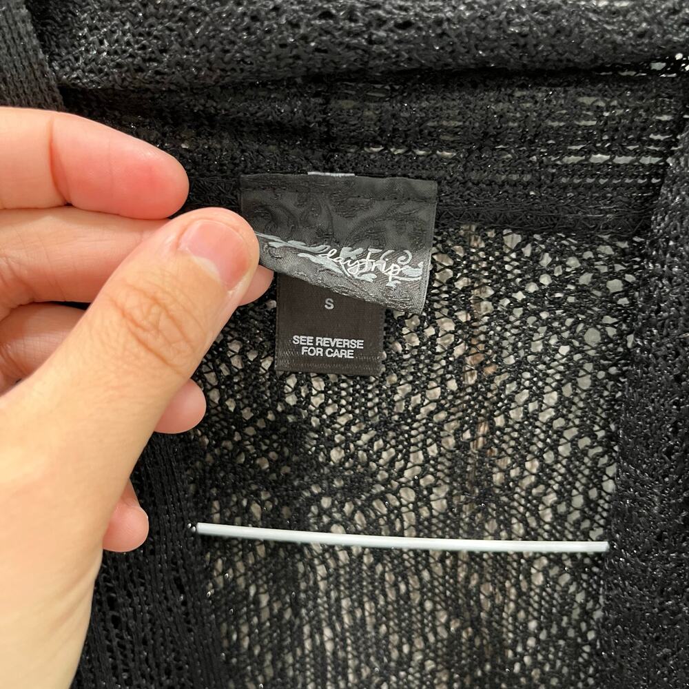 Daytrip Buckle Black Knit Fringe Vest Festival Western Hippie Womens Size Small - Picture 2 of 5